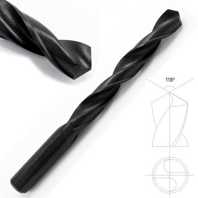 Τρυπάνια DIN338 HSS με ίσιο στέλεχος, μαύρο οξείδιο, γωνία αιχμής 118 μοιρών