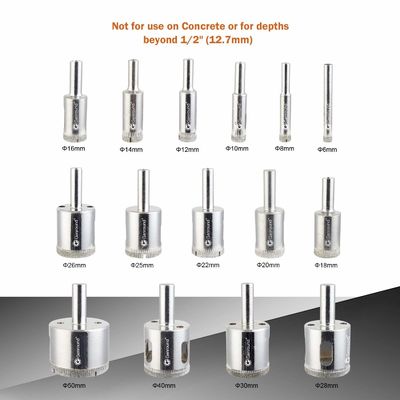 15PC Diamond Core Drill Bit Set για γυάλινη τετράγωνα πορσελάνης